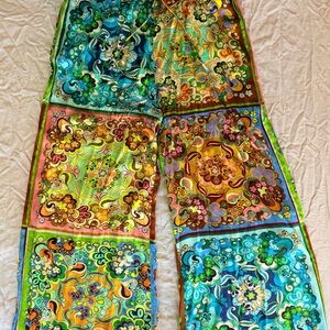 Alemais Printed Wide Leg Pants US 12 AU 16 Silk Blend Retro